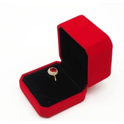 Jewellery chain necklace gift set boxes custom LOGO red color material luxury velvet microfiber jewelry box