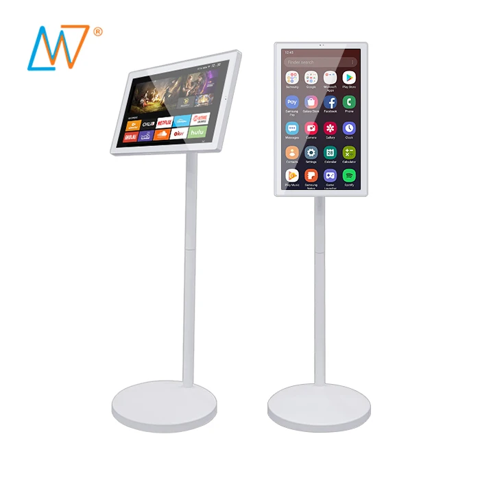 portable indoor 21inch table interactive movable battery tv television digital signage lcd stand kiosk
