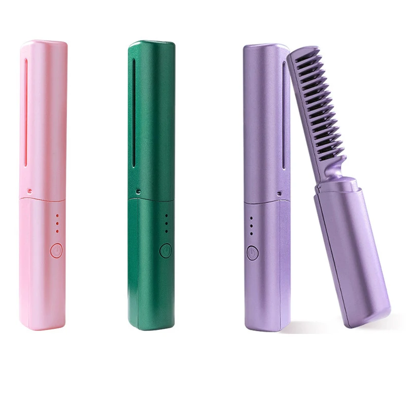 New Arrival Mini Travel Size Portable Electro USB Rechargeable Cordless Wireless Portable Hair Comb Straighten Roll Brush Comb