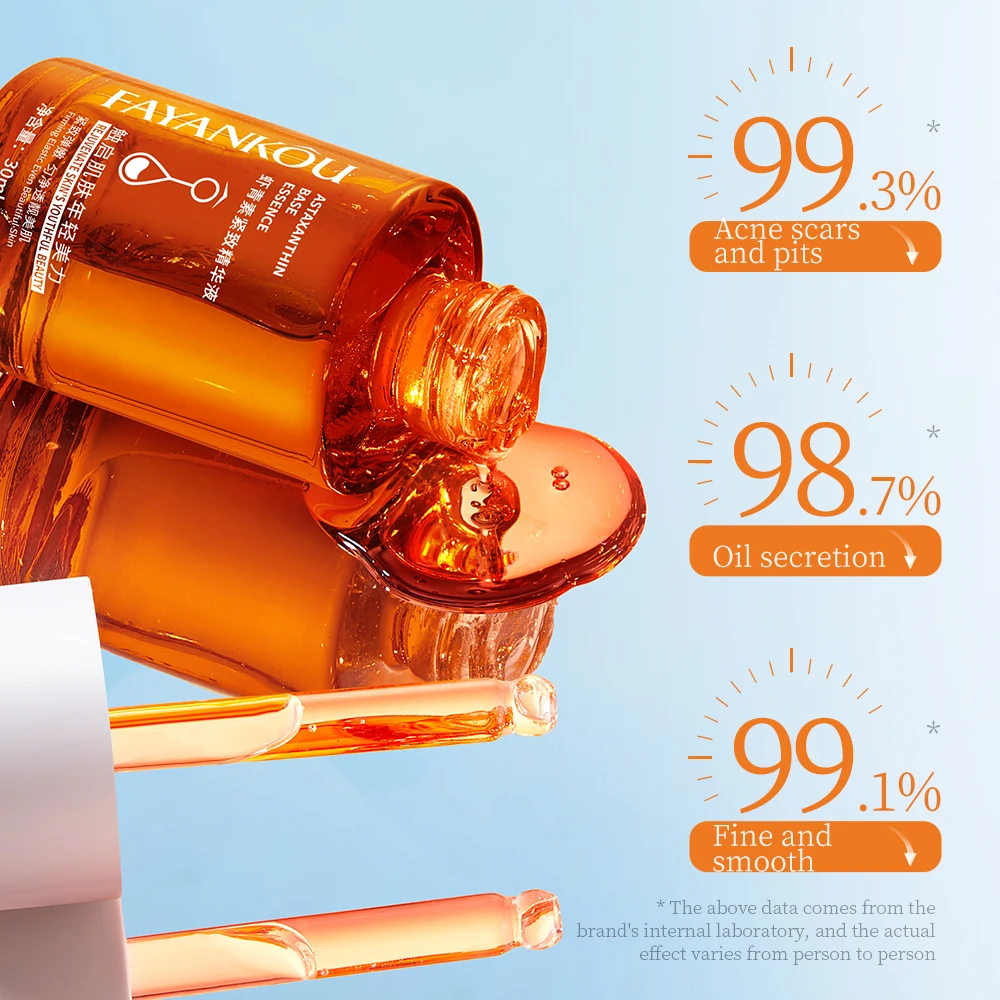 FAYANKOU Private Label 30ml Organic Antioxidant Brightening Firming Anti Wrinkles Brightening Serum Astaxanthin Serum For Face