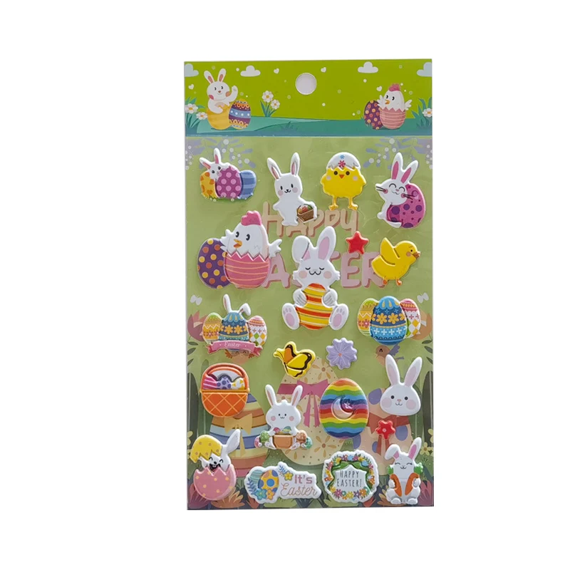 Easter Cute Decoration Cartoon 3D Puffy Stickers Bubble Stickers For Kids