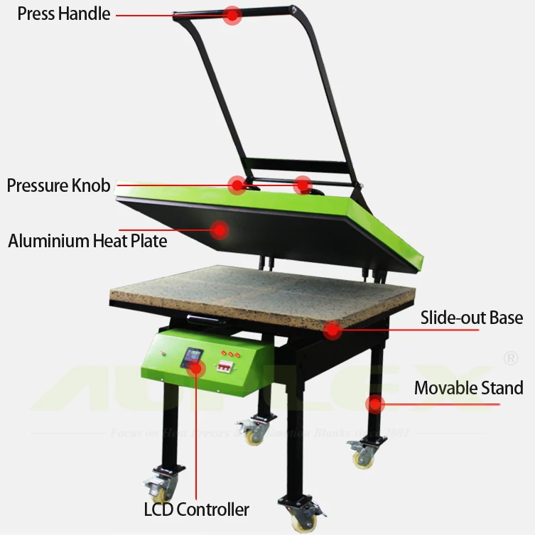 80x100 manual large sublimation heat press for t-shirt