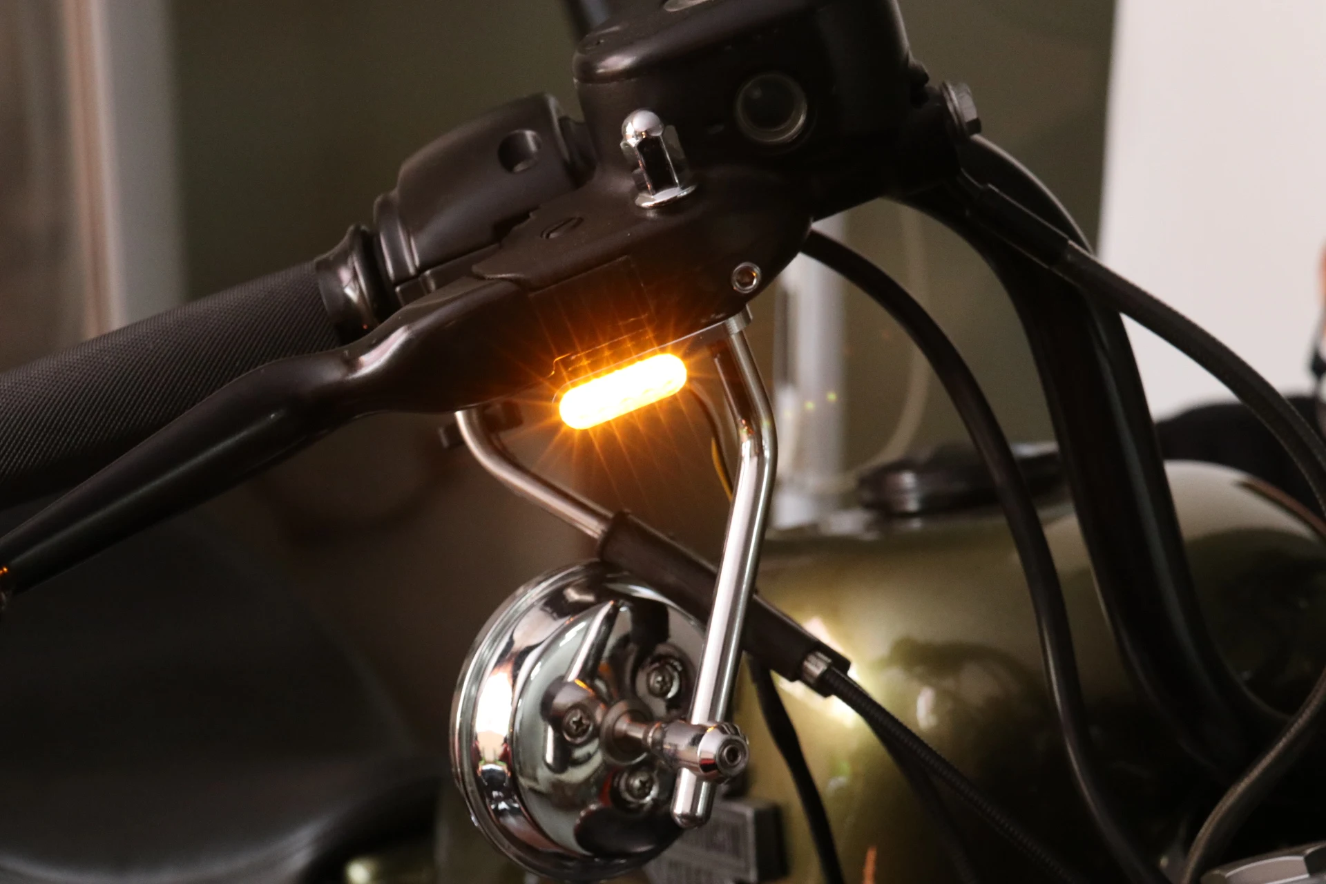 2x Motorcycle Parts Mini 8mm Handlebar LED Turn Signals Indicators Blinker Lamp Custom Cruiser Chopper Cafe Racer Touring