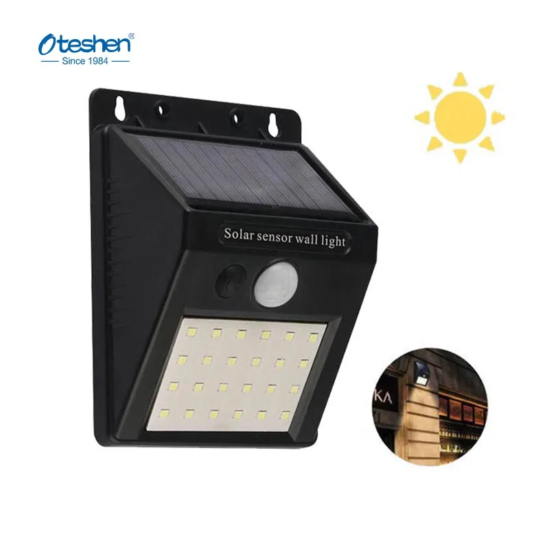 Modern Design Garden Sensor Motion Waterproof IP44 Solar Wall Lamp Landscape 1W ABS Led Solar Wall Light