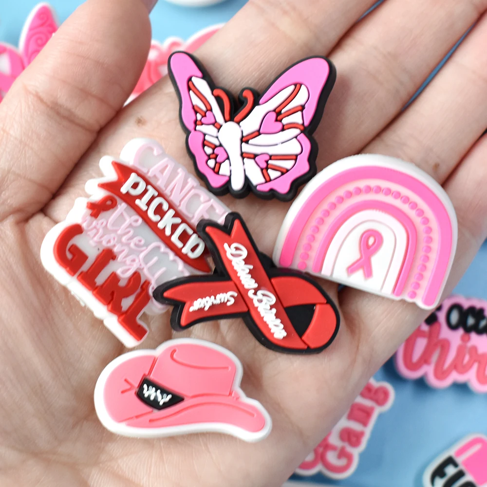 Fight Cancer Clog Charms Breast Cancer Awareness Clog Charms Bulk Pink Ribbon Shoe Charms For Clog