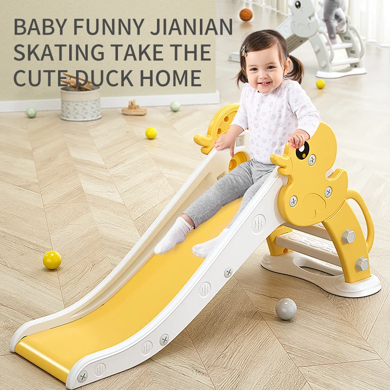 High quality kids plastic indoor  Kindergarten Children Toy Plastic Indoor Slide play game plastic cute duck Cute cartoon style