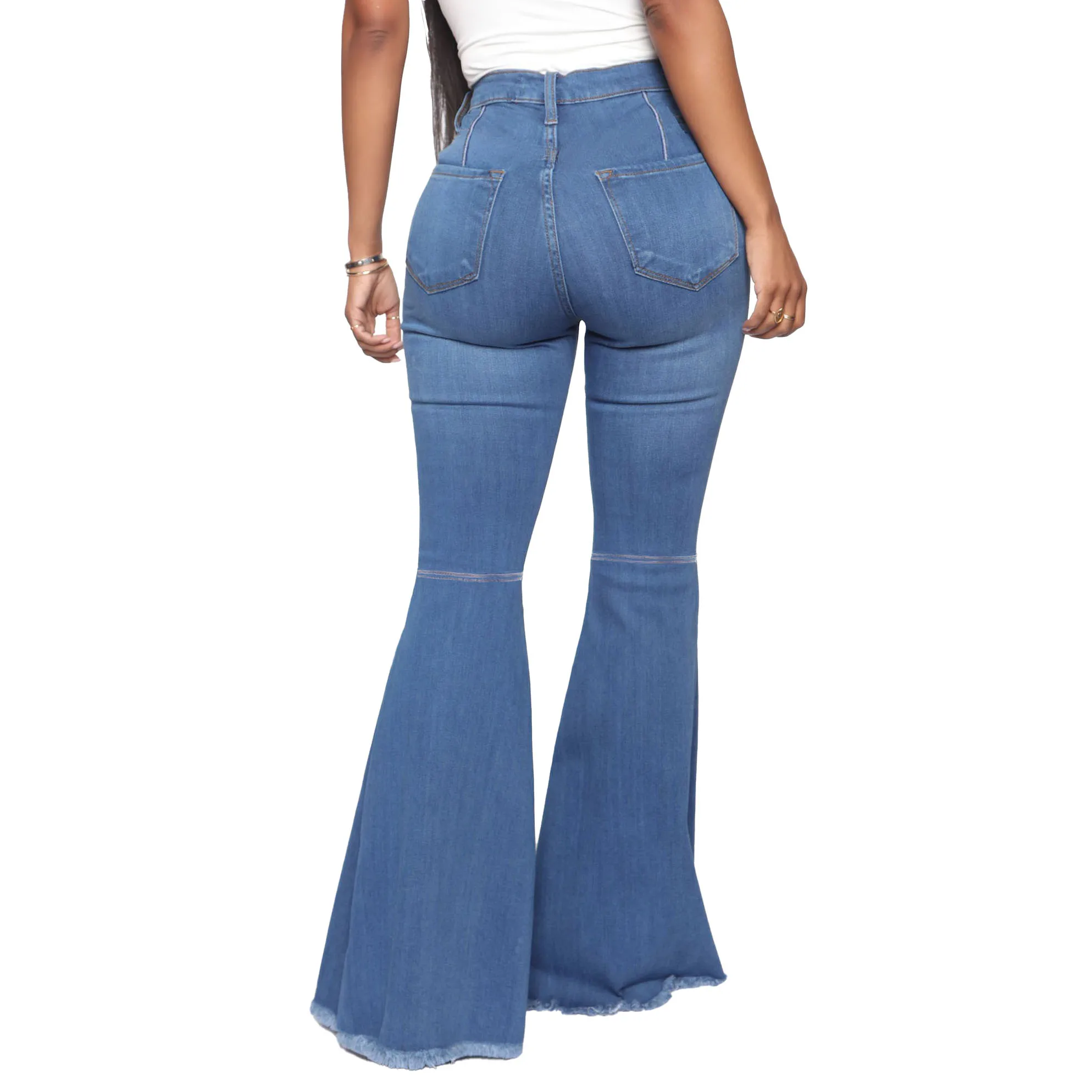 pantalon flare long female free jeans sexy solid color high waist jeans for women