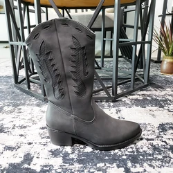 Autumn Winter Pointed-toe Ethnic Thigh High Boots Women Shoes Adult Cowboy Boots, Customs Shoes Western Cowboy Boots