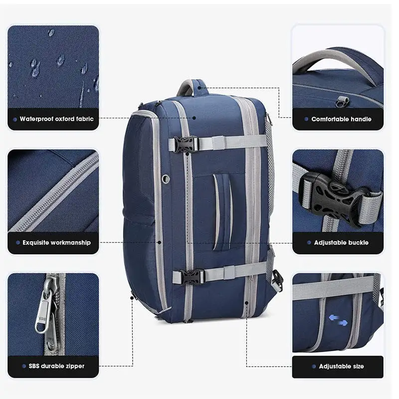 Custom 40-50L  17.3 Inch laptop bag With Shoe Bag 40l carry on flight approved travel backpack Carry on Backpack