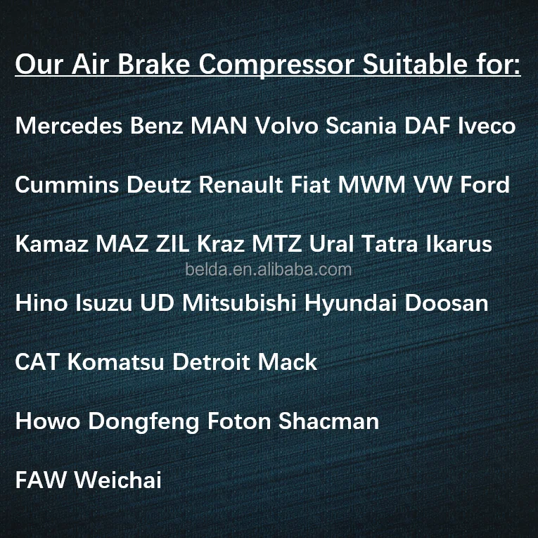 Heavy duty truck Air brake compressor fit for Hino Isuzu hyundai Mitsubishi daewoo  truck