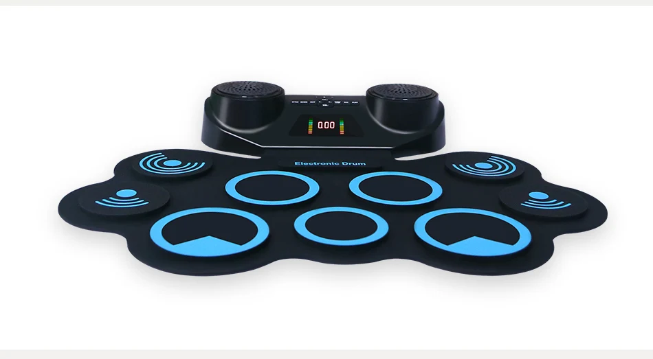 Konix Professional hot selling devil fish silicon pad Two big speaker roll up drum kit digital drum set with battery