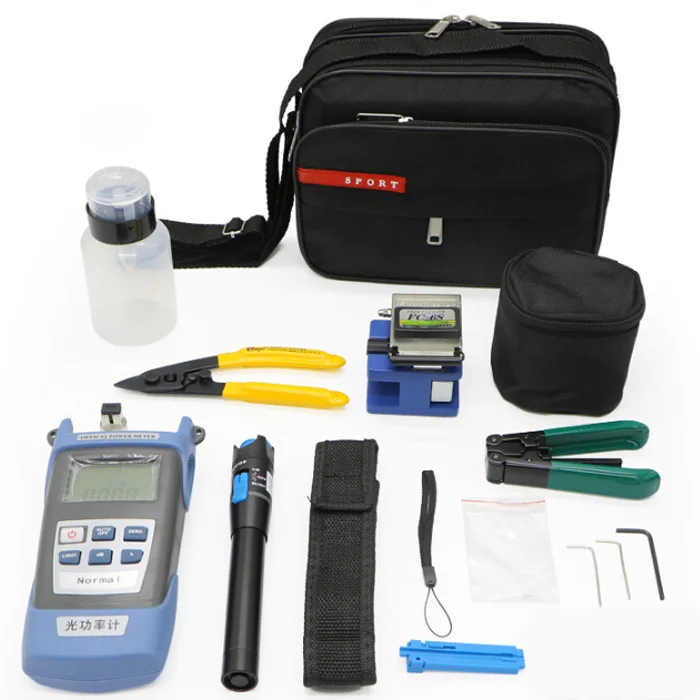 14 in 1 FTTH fiber optical tool kit with 30mw VFL FC-6S OPM Kevlar Cutter