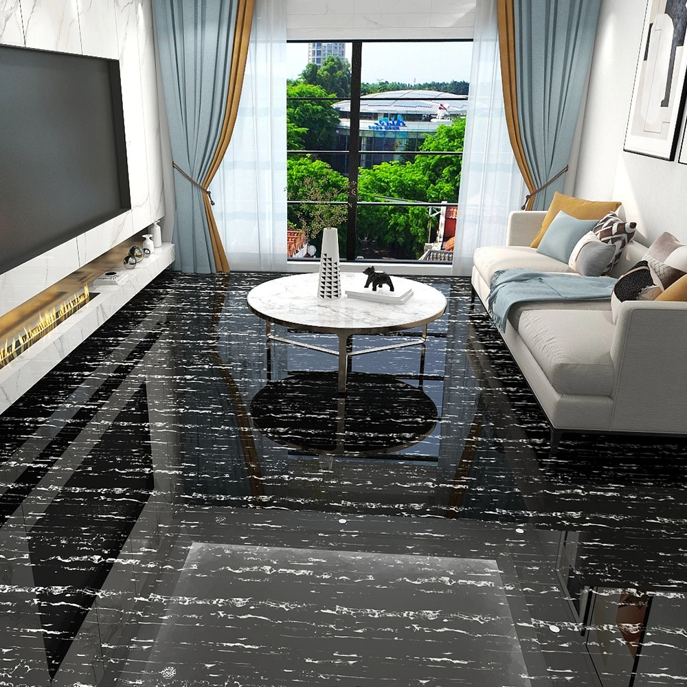 Foshan Shiny Porcelain Tiles 60x60 Ceramic Floor Black Gold Porcelain Tile