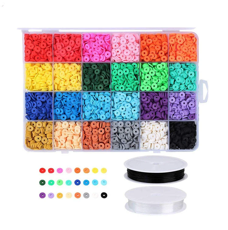 African Vinyl Disc Beads 5040Pcs Flat Round 6mm Heishi Bracelets DIY Clay Beads Polymer Jewelry Kit