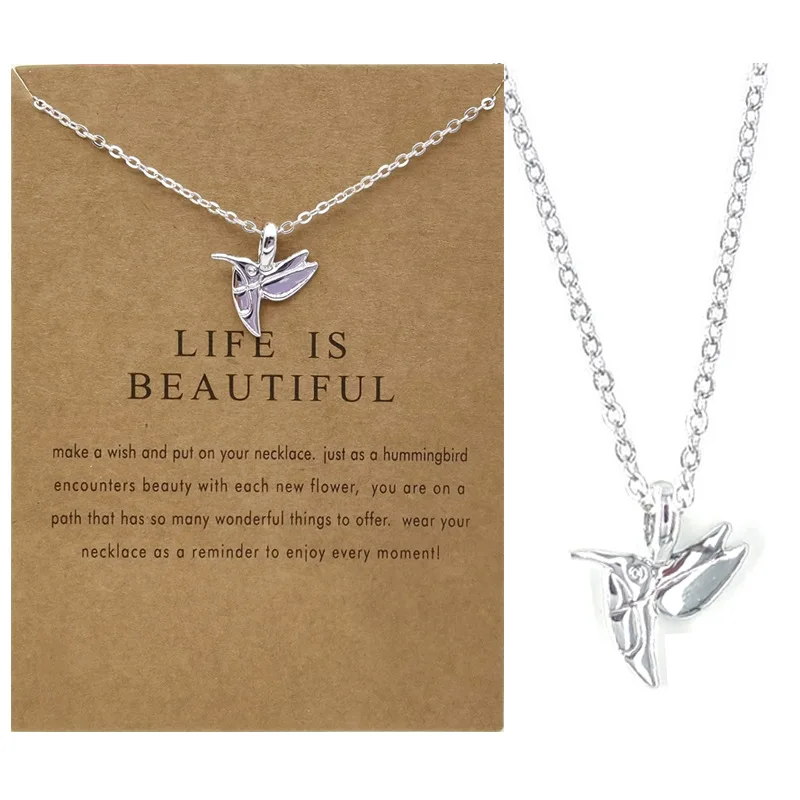 High Quality Valentines Card Dragonfly Animal Pendants Women Choker Plated Butterfly Necklace Gold Silver Vintage Mama Bird Owl