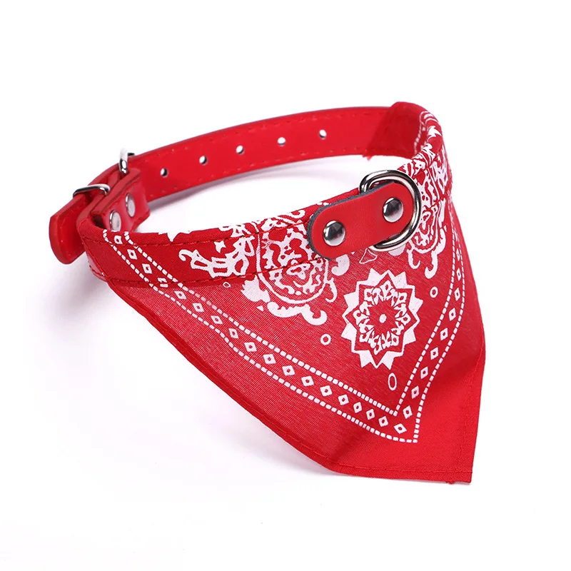 Pet Cat Dog Collar PU Leather Adjustable Necklace Multicolor Print Pet Dog collar Scarf Dog Cool bandanas