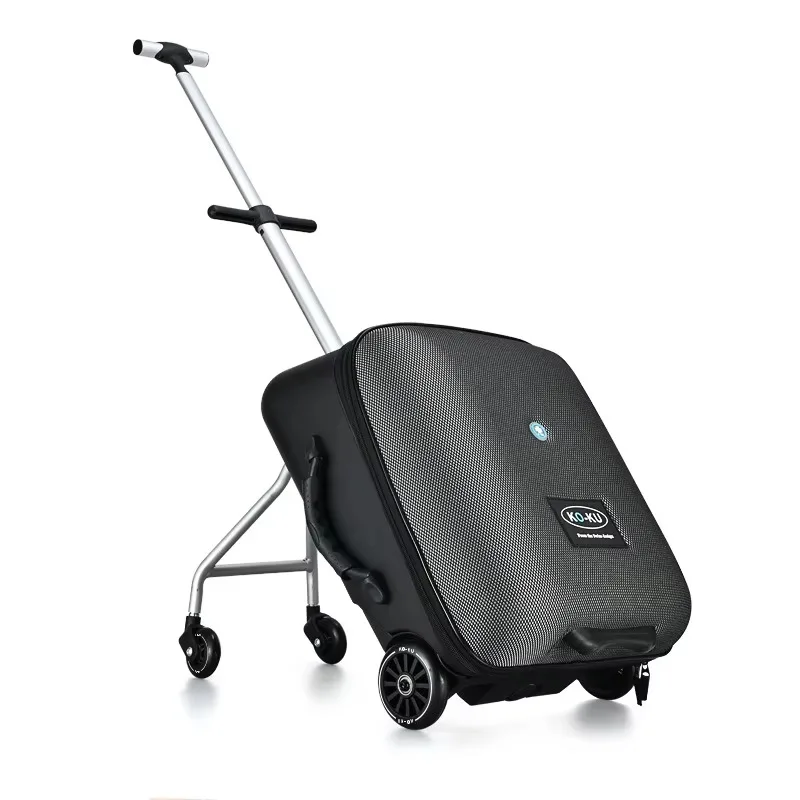 Custom Travelling Spinner Carry On Ride On Children Kids Rideable Scooter Travel Trolley Cart Suitcase Luggage