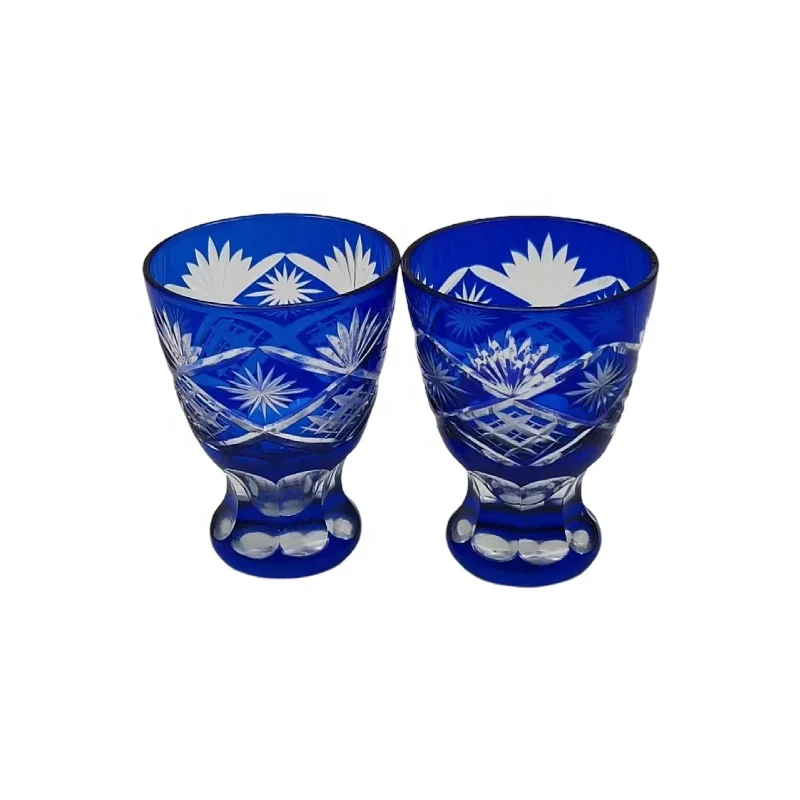 new stock 80ml handmade blue pineapple  pedestal sake glass