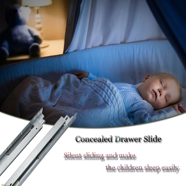 3-Fold American Style Push To Open Rebound Undermount Drawer Slides Track For Furnitures Hardware