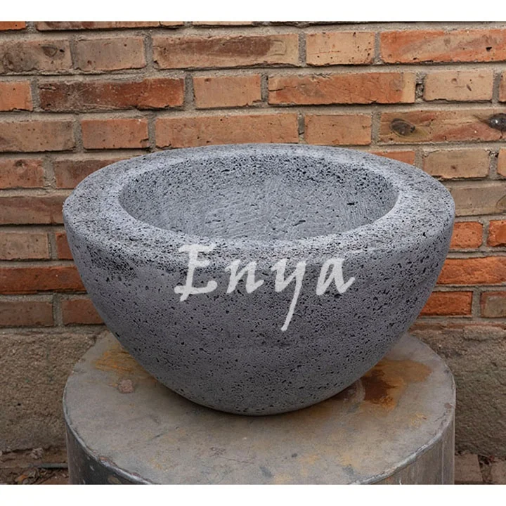 Classic Gray Stone-like Concrete Reinforced Large Fake Stone Vase Bowl Flower Pots Antique Garden Stone for Outdoor Garden Decor