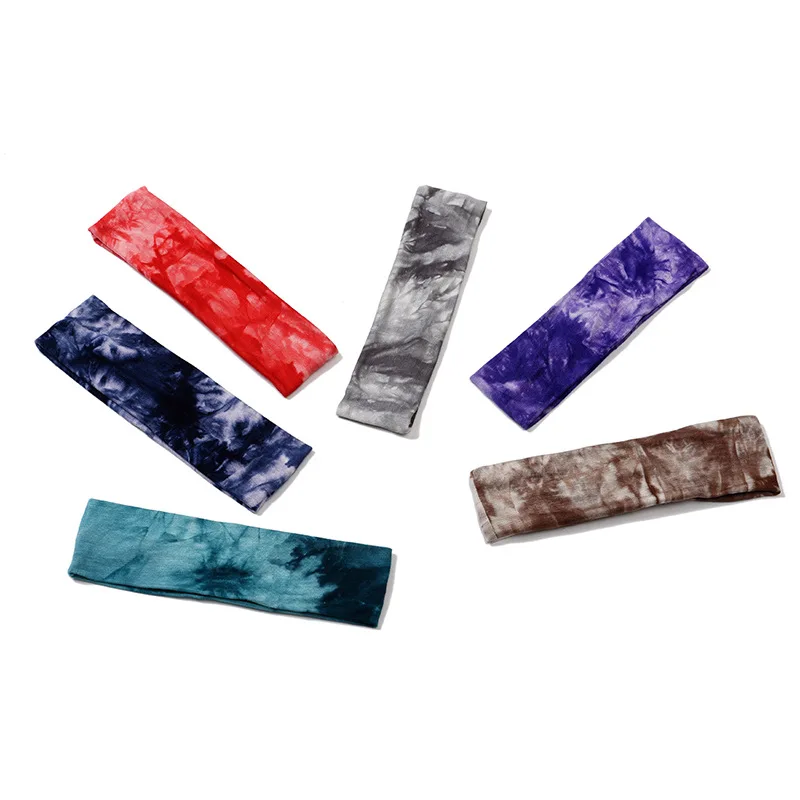 New Women Summer Head Band Cotton Yoga Gym Hair Band Elastic Sweat Sport Hair Bands Tie Dye Print Hoop Hairbands