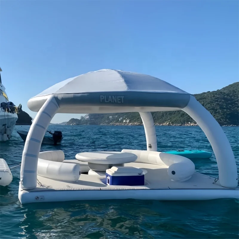 High Quality Sea Waterproof Airtight Water Leisure Float Tent Inflatable Floating Pontoon Island Dock For Yacht Boat