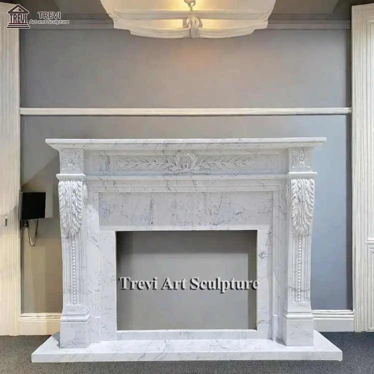 Customized High-quality Italian Carrara Marble Fireplace Mantel Wholesale