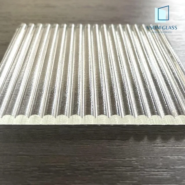 Decorative transparent tempered ribbed reeded moru wave fluted glass/art figured textured sheet glass/pattern glass panel
