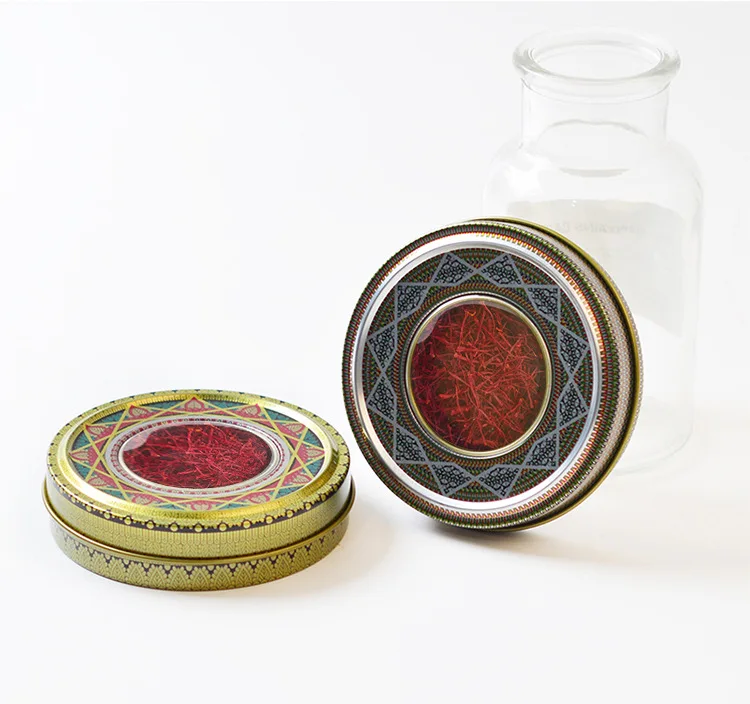 High Quality Customized Tin Saffron Box Sliver Series Empty Tinplate Tin Packaging Boxes For Saffron