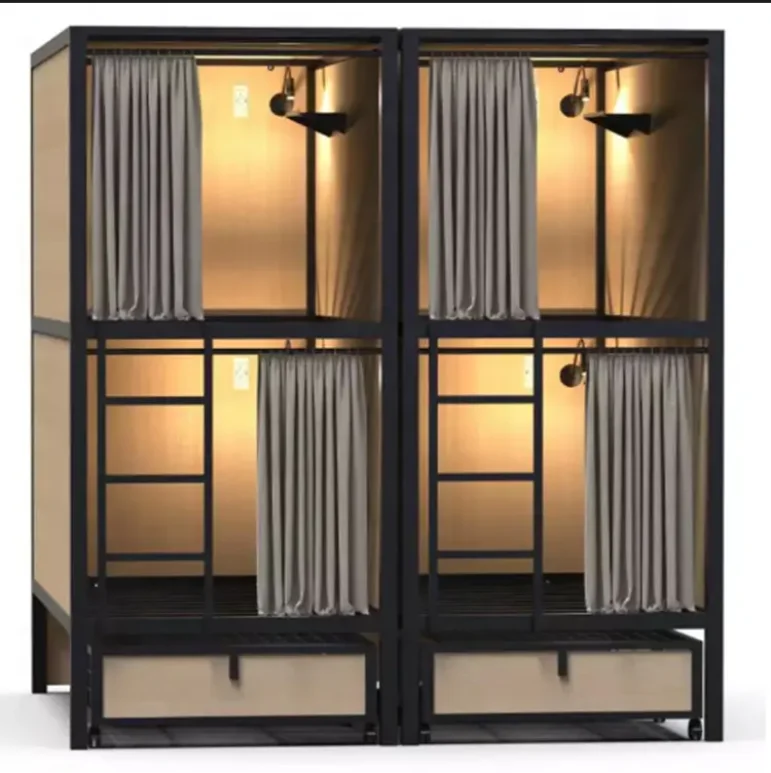 JZD factory direct hotel capsule  bed hostel sleeping pod single size Bunk Bed Capsule Hotel Double Bed