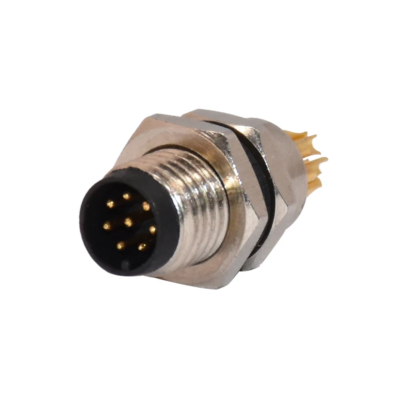  M8 3pin male PCB waterproof panel mount