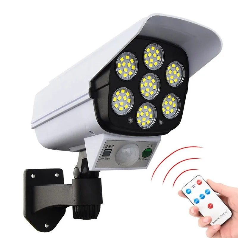 Solar Security LED Flood Light Outdoor Simulation Motion Sensor Wall Lamp Solar Surveillance Cameras Lights