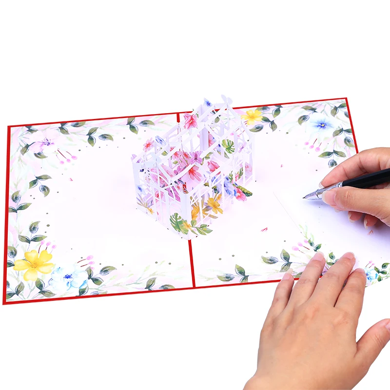 House For Sales 3D Pop Up Greeting Card Eco-friendly Hot Sale For Wedding Couple Birthday  Handmade Paper Laser with Envelope