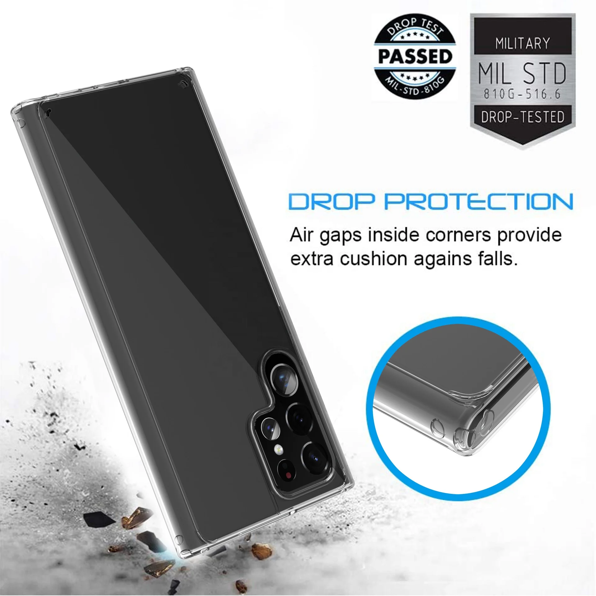 Clear Transparent  TPU Mobile Shockproof Cover Phone Bags Case For Samsung S21 S22  S23 s23 Ultra