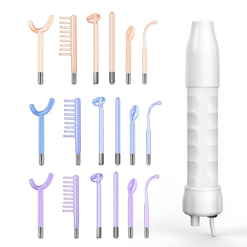 Hot sale 6 in1 high frequency face wand improve skin elasticity portable handheld high skin therapy wand machine neon argon