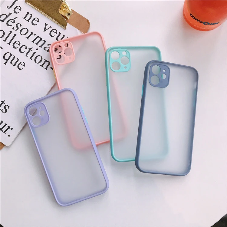 High quality translucent fashion color edge drop-proof PC TPU phone case for iphone 13 12 11 x Back Cover