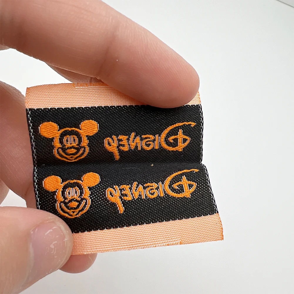 Eco-friendly Customized Your Own Trademark White Collar Tags End Fold Soft Woven Labels For Sweaters