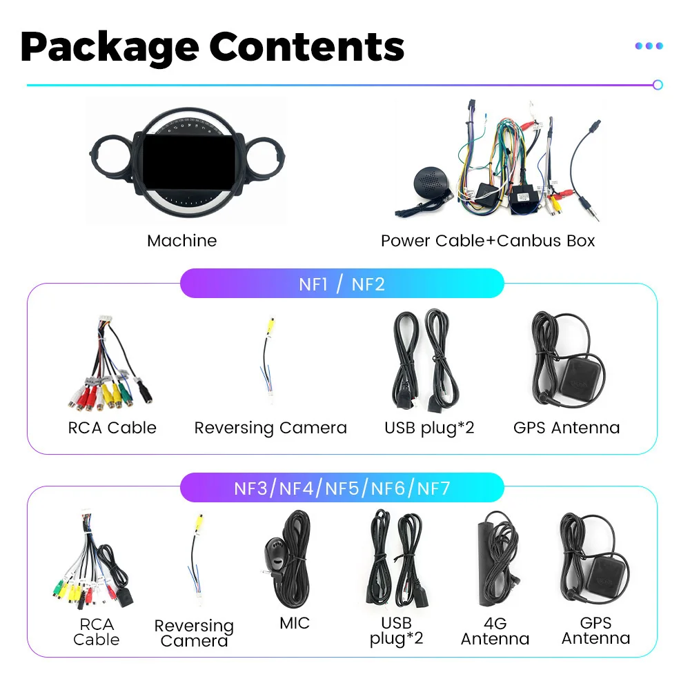 Navifly NF 9 inch QLED touch screen car 360 camera BT ADAS DVR for BMW Mini 2007-2015 Android auto car-play car audio player