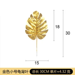 Artificial Gold  Turtle Leaf Palm Leaves Scattered Tail Leaf Silk Plant For Wedding Birthday Party Home Decor