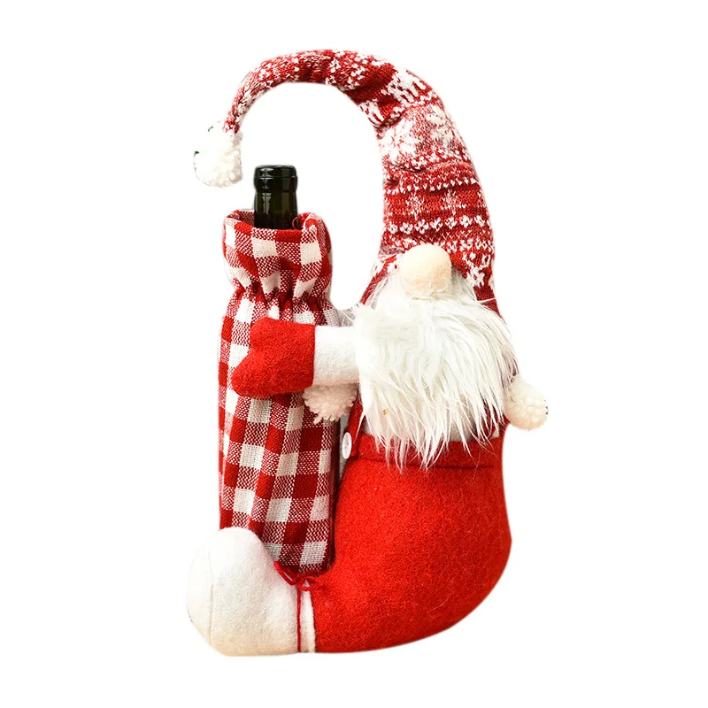 2022 new cartoon cute christmas doll bottle set popular christmas plush gnome doll wholesale