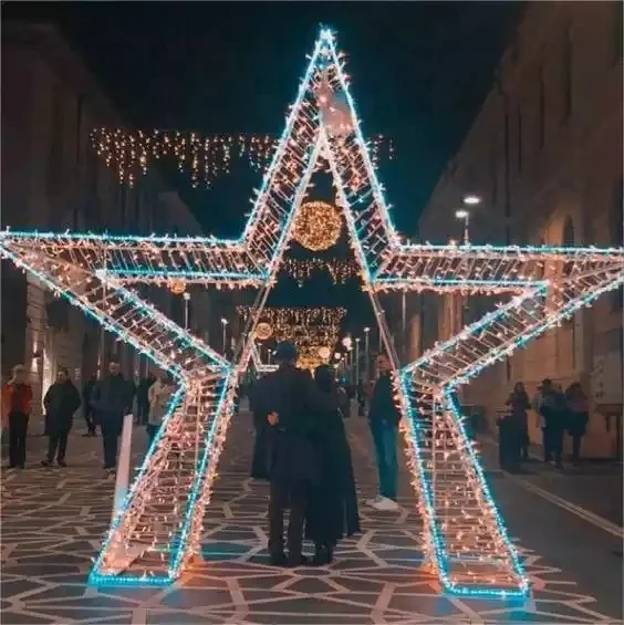 High Quality Christmas Decoration 2d Star Group Lighting Outdoor Led Star Shape Led Motif Lights