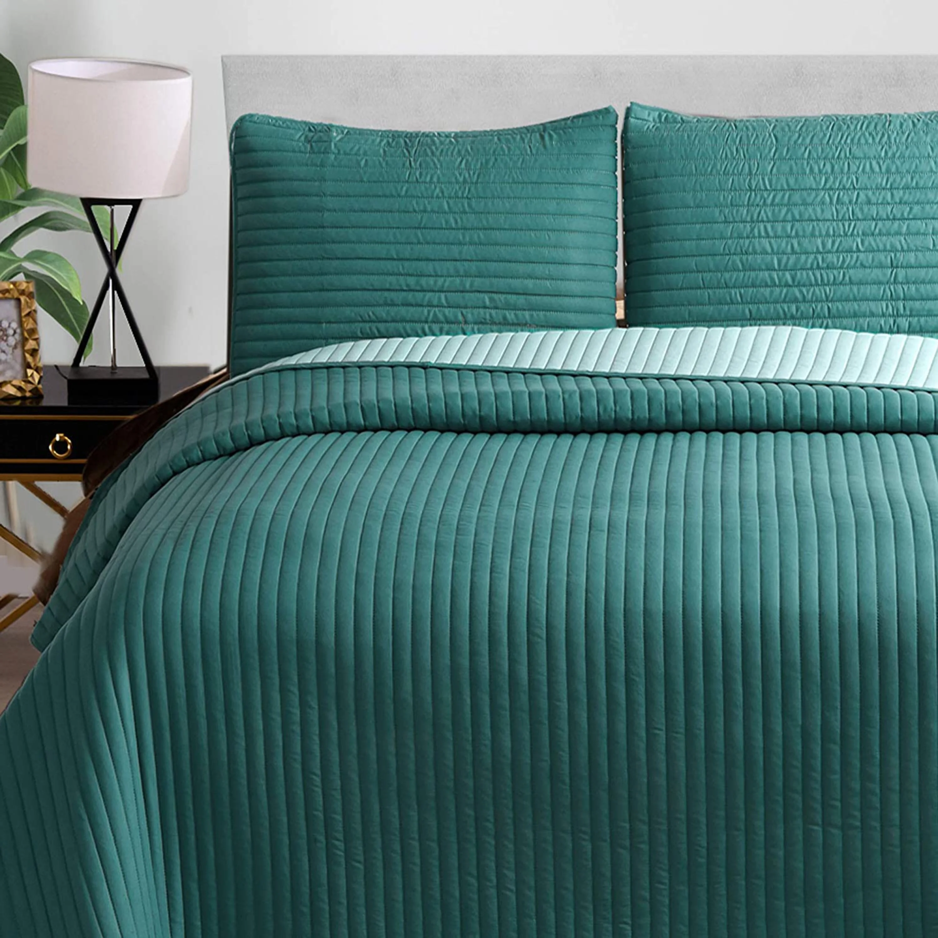 Новинка бестселлер классическое Полосатое ультразвуковое стеганое покрывало для гостиницы кровати двухстороннее и