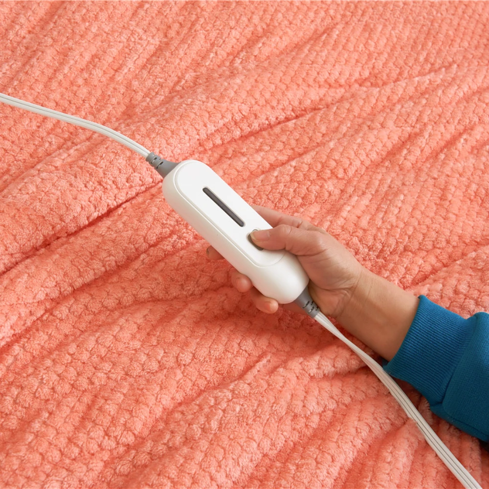 220V washable fluffy minky minky sherpa electric heated up throw blankets pad for winter bed twin queen king size