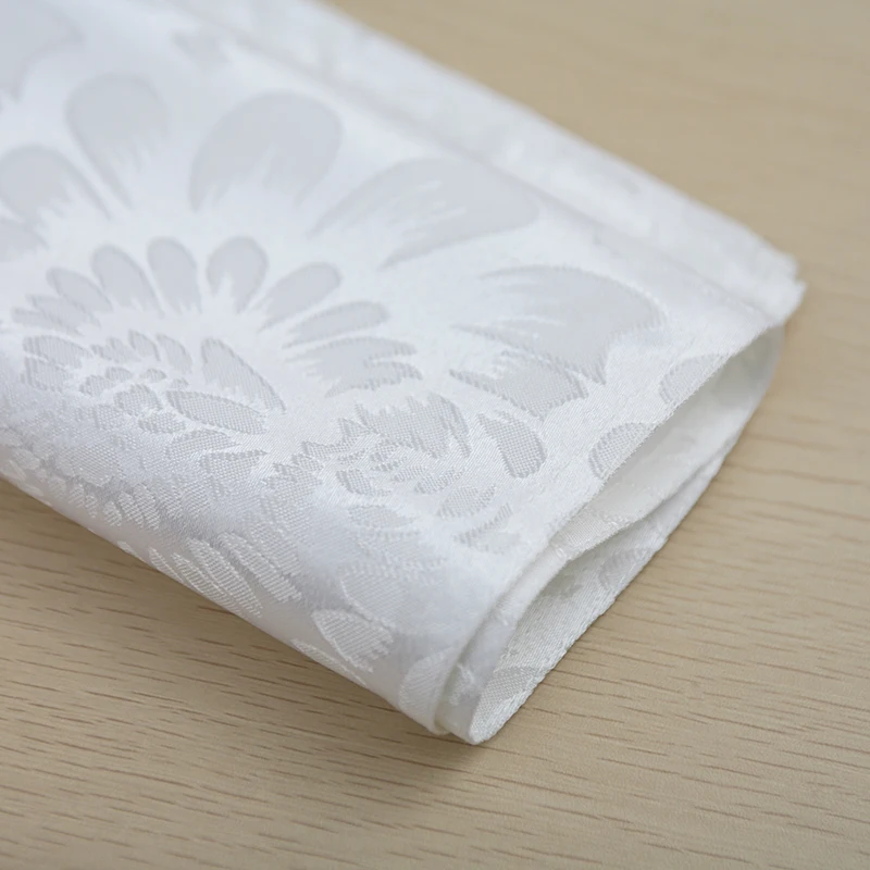 white cloth linen napkins embroidered Wholesale 100% Polyester table custom logo Wedding Restaurant Party  hemstitched napkin