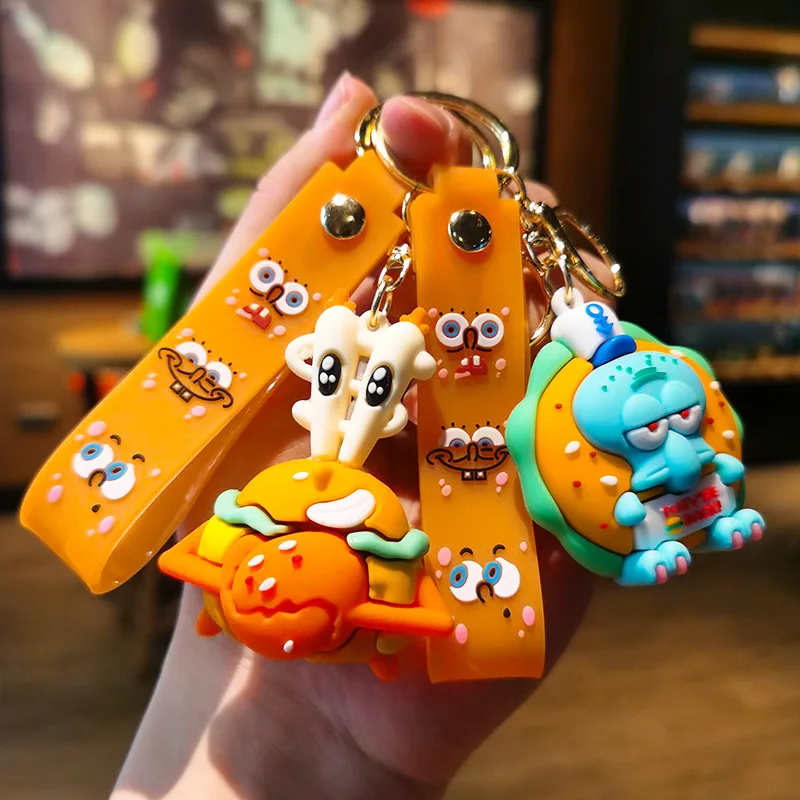 Hamburg Spongebob Cartoon Cute Doll Pendant Car Keychain Pendant Couple Bag Key Chain