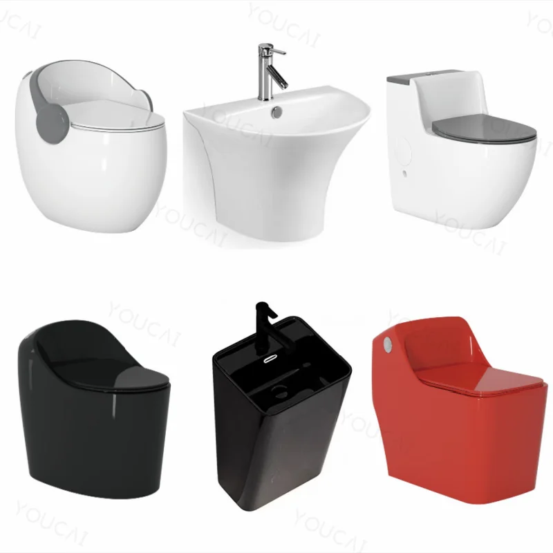 Egg design toilet bathroom WC double flush toilet set south America inodoro lavabo black white egg toilet