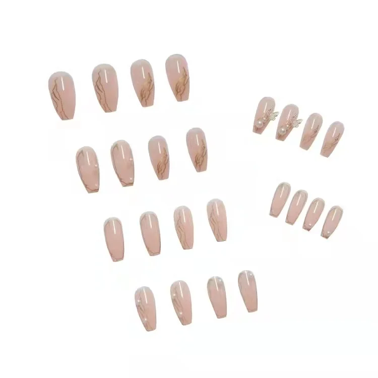 Ice Through Nail Butterfly Deluxe With Pearl Set with glue detachable strap wrap finger wear nail plate