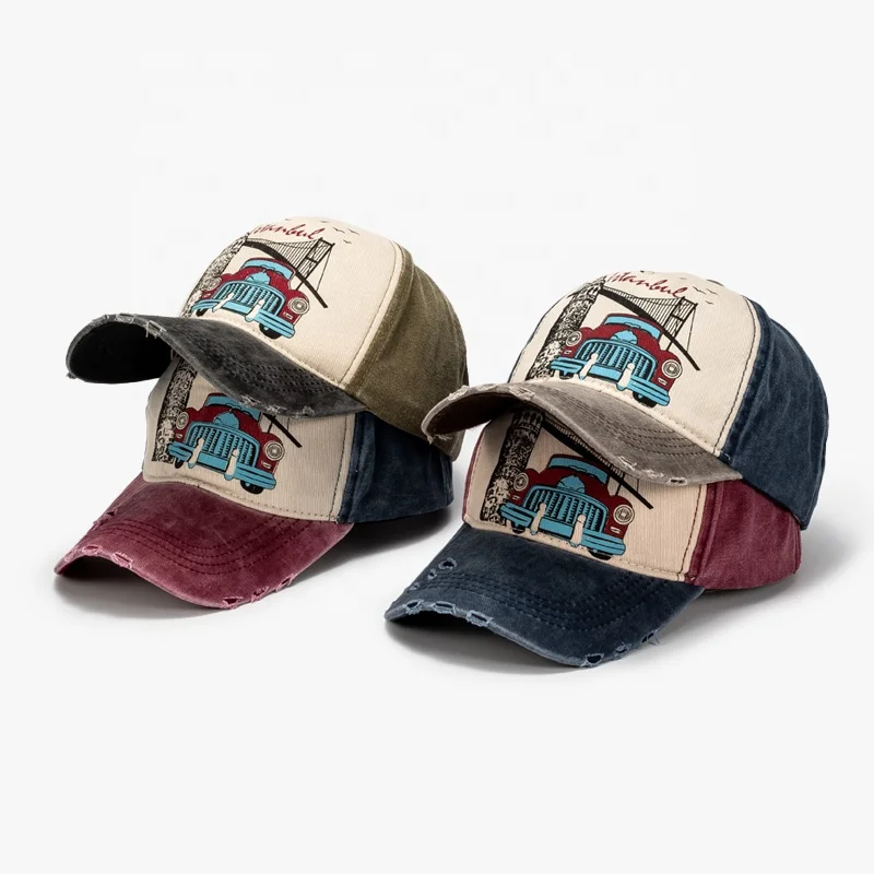 custom snap back distressed men cotton 5 panel soft baseball fitted cap printed oem wholesale sports caps hat