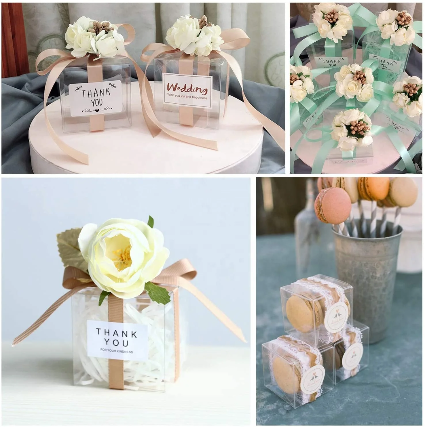 Food Grade Clear PET Gift Boxes for Wedding Party and Baby Shower Favors Candy Donut Box