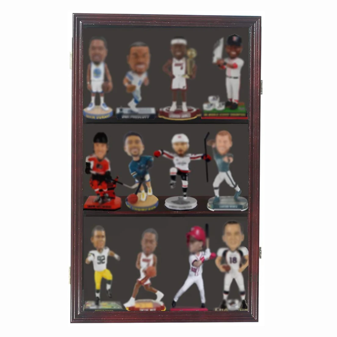 Mini Bobble Head Pocket Pro Helmet Hockey Puck Mini Stanley Cup Trophies Display Case Cabinet w Adjustable Shelves